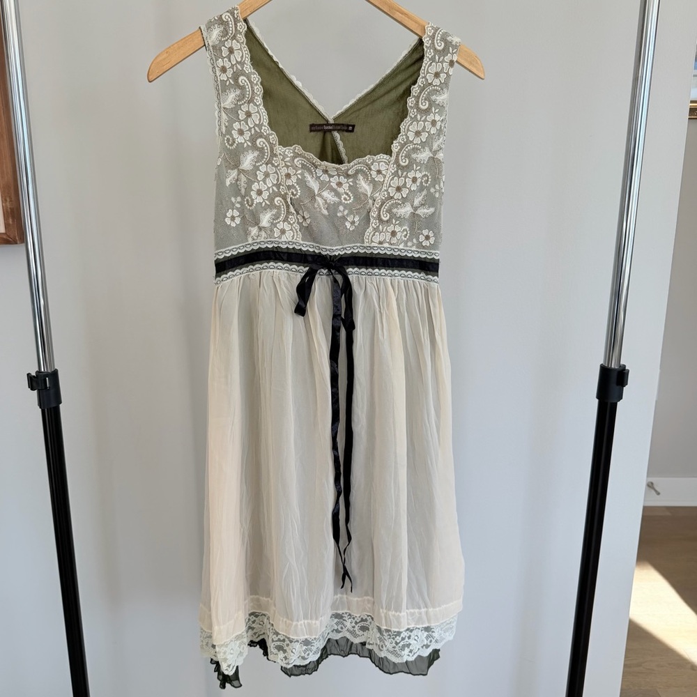 Anthropologie Olive and Cream Lace Dress